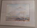 IJssel Landschap Aquarel Schilderij, Ophalen of Verzenden
