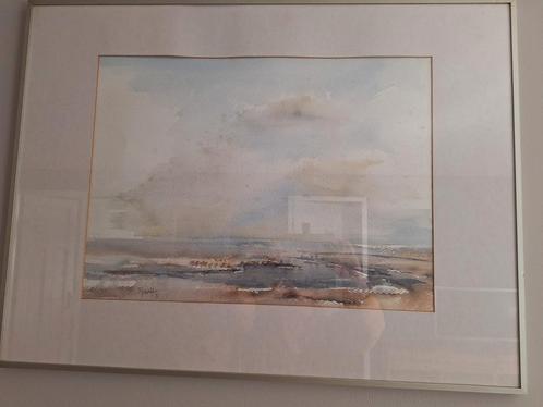 IJssel Landschap Aquarel Schilderij, Antiek en Kunst, Kunst | Schilderijen | Klassiek, Ophalen of Verzenden