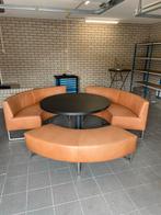 Luxe lederen bank bestaande uit 3 delen met ronde tafel, 150 cm of meer, Modern, Leer, Vierpersoons of meer