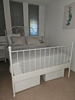 Wit metalen bedframe IKEA 140x200, Huis en Inrichting, Slaapkamer | Bedden, Wit, Tweepersoons, Zo goed als nieuw, IKEA