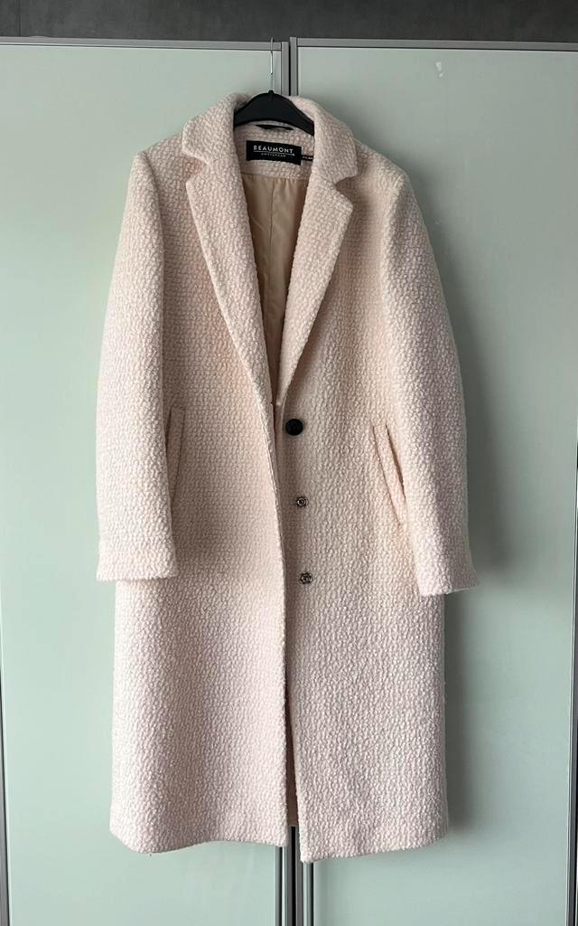Beaumont 40 lange jas Mantel beige ecru crème polyester wol, Kleding | Dames, Jassen | Winter, Nieuw, Maat 38/40 (M), Beige, Ophalen of Verzenden