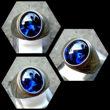 Elegante Zilveren Ring met Fascinerende Koningssaffier CAR60 beschikbaar voor biedingen