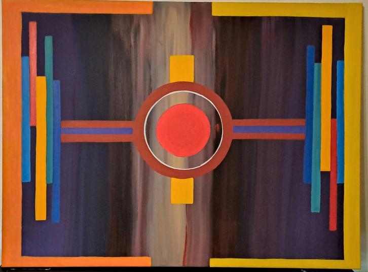 Abstract Acryl Schilderij op canvas, Antiek en Kunst, Kunst | Schilderijen | Abstract, Ophalen of Verzenden