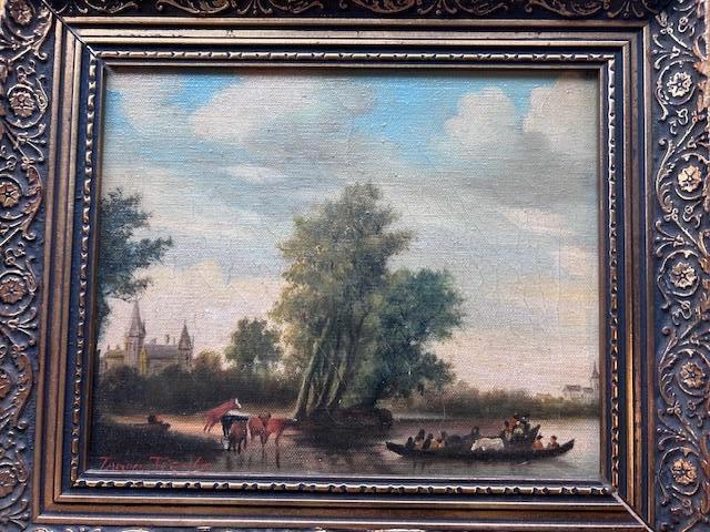 Klassiek schilderij met decoratieve goudkleurige lijst, Antiek en Kunst, Kunst | Schilderijen | Klassiek, Ophalen