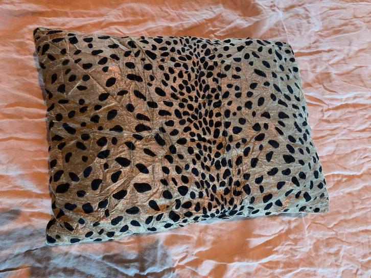 HKliving Doris panther kussen, Huis en Inrichting, Woonaccessoires | Kussens, Zo goed als nieuw, Beige, Vierkant, Ophalen of Verzenden