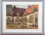 schilderij: Backeneshofje Haarlem. M.v.d. Stal, stadsgezicht, Huis en Inrichting, Woonaccessoires | Schilderijen, Tekeningen en Foto's