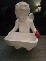 Schattig Engelenbeeld met Vogelbad, Tuin en Terras, Tuinbeelden, Ophalen of Verzenden, Nieuw, Steen, Engelenbeeld