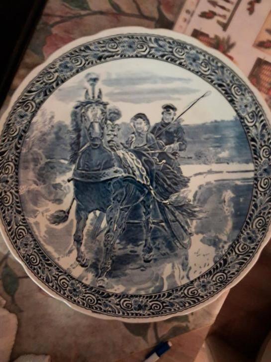 Wandbord Paard en Wagen, Antiek en Kunst, Antiek | Wandborden en Tegels, Ophalen of Verzenden