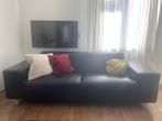 Zwarte leren bank – modern & comfortabel, Ophalen, Gebruikt, Driepersoons, 75 tot 100 cm