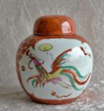 Antiek Chinese Feniks & Draak Gemberpot (roodgouden details), Ophalen of Verzenden