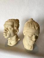 Twee vintage bustes van een afrikaanse man en vrouw, Ophalen of Verzenden