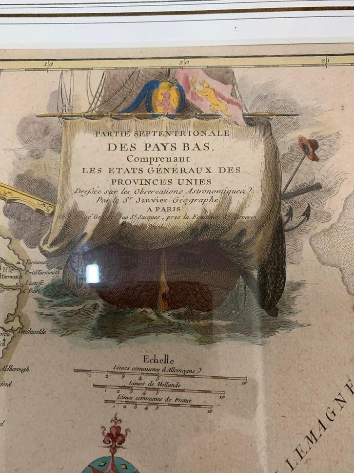 Antieke kaart van de Lage Landen, Boeken, Atlassen en Landkaarten, Gelezen, Landkaart, Nederland, Voor 1800, Ophalen of Verzenden