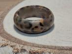 retro vintage ring hout animal print maat 12 nr.3, Overige materialen, Beige, Nieuw, Ophalen of Verzenden