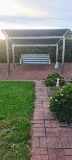 Inox schommelbank incl. Kussens, hangmat en wind/zonnescherm, Ophalen, Zo goed als nieuw, Rvs, Schommelbank