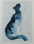 Gezocht: poster met kat, blauwtinten, Antiek en Kunst, Ophalen of Verzenden