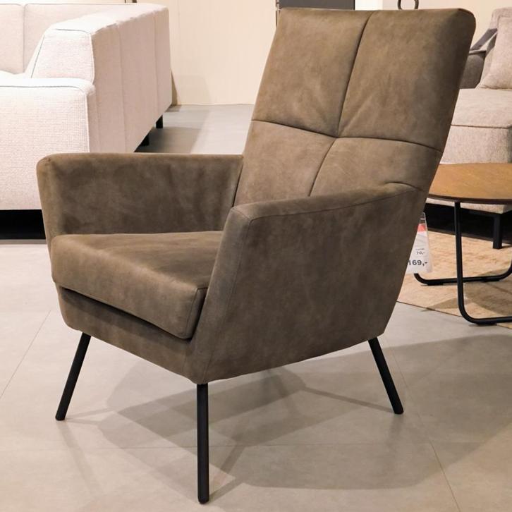 Inhouse Fauteuil Benia Groen Microleder, Huis en Inrichting, Fauteuils, Nieuw, Stof, 50 tot 75 cm, 75 tot 100 cm, Ophalen