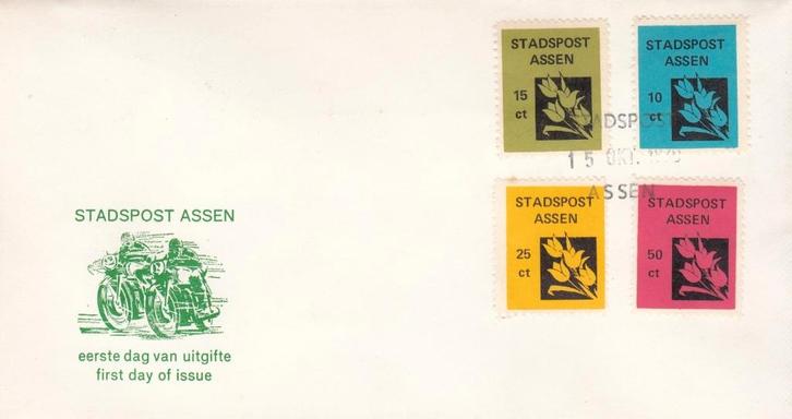 Cover Stadspost Assen met prachtige illustratie motoren, Postzegels en Munten, Brieven en Enveloppen | Nederland, Envelop, Verzenden