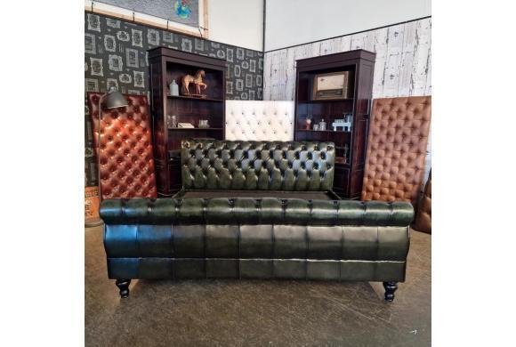 Lester bed Chesterfield, Huis en Inrichting, Slaapkamer | Bedden, Nieuw, Tweepersoons, 180 cm, 220 cm, Overige materialen, Groen