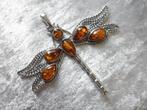 Prachtige Grote Zilveren Hanger met Barnstenen - Libelle, Sieraden, Tassen en Uiterlijk, Antieke sieraden, Verzenden, Zilver, Hanger