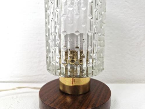 Mid-Century lamp van Teak, Messing en Glas, Huis en Inrichting, Lampen | Tafellampen, Gebruikt, Minder dan 50 cm, Glas, Hout, Metaal