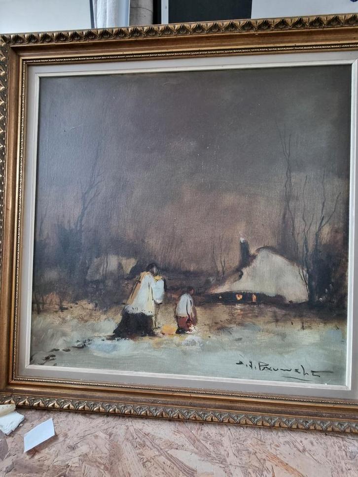 Groot schilderij Henri Joseph Pauwels, Antiek en Kunst, Kunst | Schilderijen | Klassiek, Ophalen of Verzenden