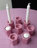 WAXINELICHTJES EN KANDELAAR OUDROZE 6 HOEKIG 7,5 hoog 4 ST, -, -, Nieuw, Ophalen of Verzenden