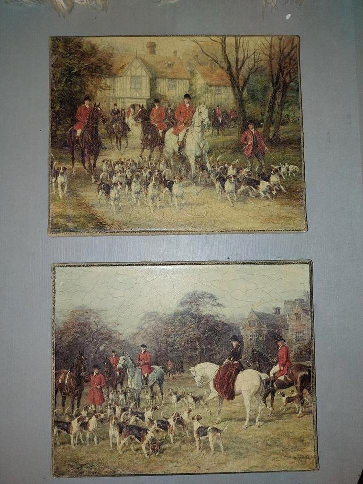 Vintage Jachttaferelen Wanddecoratie Set, Antiek en Kunst, Kunst | Schilderijen | Klassiek, Ophalen of Verzenden