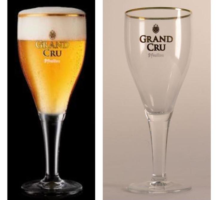 3 Grand Cru Bierglazen St Feuillien 30 cl., Verzamelen, Biermerken, Zo goed als nieuw, Glas of Glazen, Overige merken, Ophalen of Verzenden