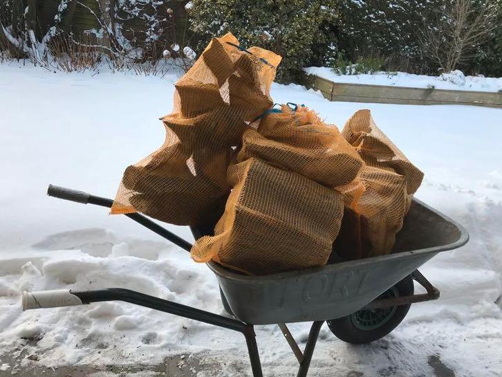 Droog Haardhout/Brandhout in handige grote netzakken, Tuin en Terras, Haardhout, Blokken, Eikenhout, Minder dan 3 m³, Ophalen