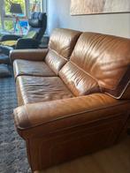 Italiaans leren bank in cognac kleur, Ophalen, Gebruikt, Driepersoons, Itiliaans