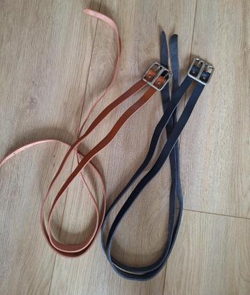 Blauw en cognac kleurige leren riem dames 120cm IZGS beschikbaar voor biedingen