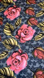 1m Stenzo tricot blauw met bloemen en kant, Blauw, 120 cm of meer, Nieuw, Ophalen of Verzenden