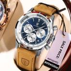Sportief elegant heren horloge Quartz Nieuw, Overige merken, Leer, Staal, Polshorloge