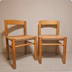 Set vintage Stoelen jaren 70 - Stevig, hout en riet, Twee, Bruin, Ophalen of Verzenden, Zo goed als nieuw