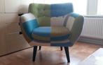 Fauteuil als nieuw - blauw en groen - art design, Huis en Inrichting, Fauteuils, Ophalen, Zo goed als nieuw, 75 tot 100 cm, 75 tot 100 cm