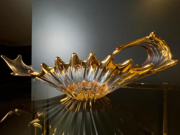 Kristallen Schaal Goud Verguld in Cofrac Art Verrier Stijl, Antiek en Kunst, Antiek | Woonaccessoires, Ophalen of Verzenden