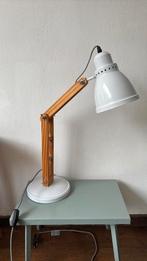 Bureaulamp hout voet metaal wit strijkijzer snoer lamp, Ophalen of Verzenden, Zo goed als nieuw, Metaal, Minder dan 50 cm