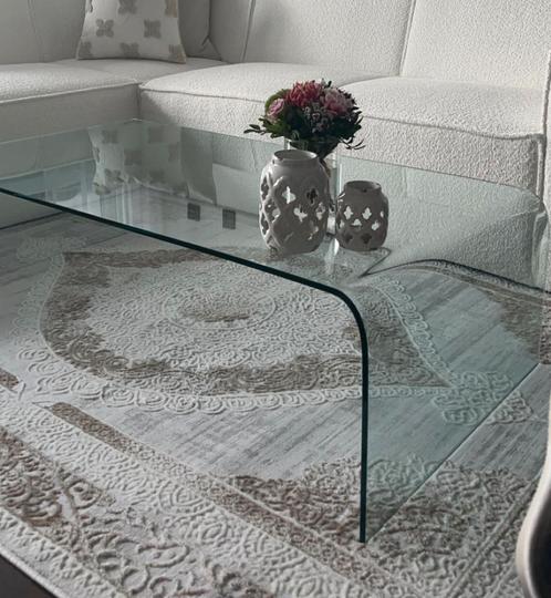 Glazen design waterval salontafel, Huis en Inrichting, Tafels | Salontafels, Zo goed als nieuw, Minder dan 50 cm, 50 tot 100 cm
