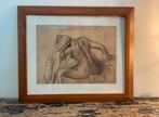 Houten lijst met print van naaktmodel, Antiek en Kunst, Ophalen