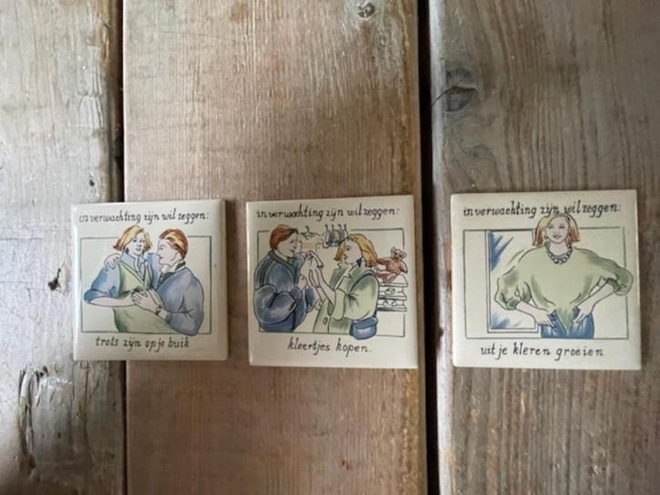3 x vintage tegeltje Moeders voor Moeders., Antiek en Kunst, Antiek | Wandborden en Tegels, Ophalen