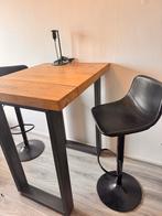 Bartafel met barkrukken - Eikenhout en staal, Ophalen, Zo goed als nieuw
