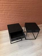Zwarte nachtkastjes set, Minder dan 55 cm, Metaal of Aluminium, Zo goed als nieuw, Rechthoekig