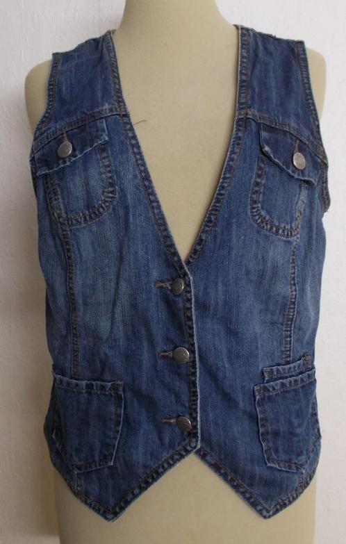 Stoer blauw spijker gilet! M, Kleding | Dames, Tops, Zo goed als nieuw, Maat 38/40 (M), Blauw, Zonder mouw, Verzenden