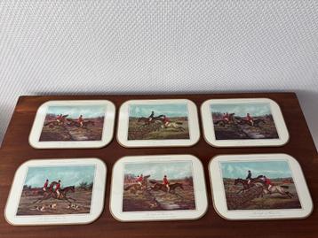 Vintage "Fores's Hunting Sketches" Set van 6 placemats. beschikbaar voor biedingen