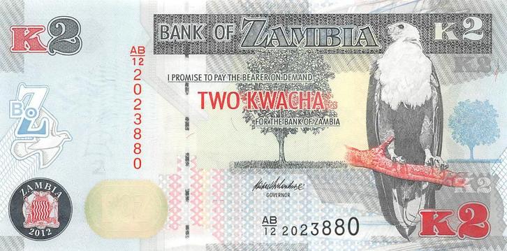 Zambia 2 Kwacha 2012 Unc pn 49a, Postzegels en Munten, Bankbiljetten | Afrika, Los biljet, Overige landen, Ophalen of Verzenden