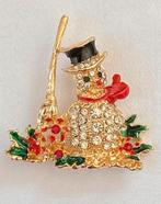Kerstbroche sneeuwman goud of zilver, Sieraden, Tassen en Uiterlijk, Broches, Ophalen of Verzenden, Zo goed als nieuw, Goud, Overige materialen