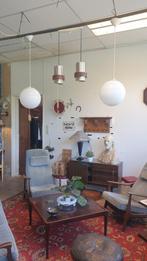 2 x 50s design schoollamp glazen bol vintage Fa. Aldenkamp, Ophalen of Verzenden, Glas, Vintage design oldschool, Minder dan 50 cm