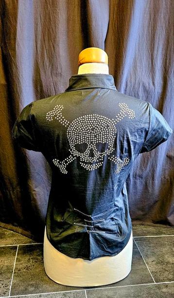 Gave punk rock blouse met grote skull doodskop 