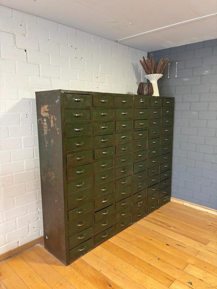 Vintage Industriële Ladekast / Apothekerskast, Doe-het-zelf en Verbouw, Werkbanken, Gebruikt, 170 cm of meer, Ophalen