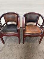 Authentieke Lederen Eetkamerstoelen - Set, Antiek en Kunst, Ophalen